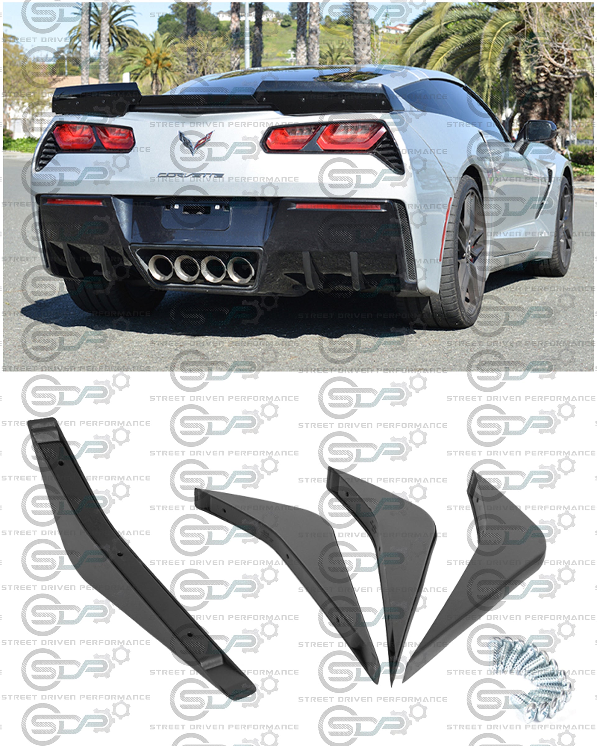 2014-2019 C7 Corvette - Rear Bumper Diffuser Fins